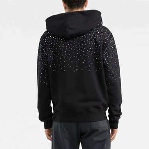 Sudadera con capucha degradada con pedrería para hombre 2026, negra con cordón, ajuste estándar, con cristales brillantes, estilo urbano, top estándar HD - Product Image 3