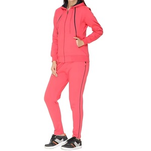 Conjunto Deportivo de Mujer, Color Rosa, con Cremallera Completa, Manga Larga, Capucha, Estilo Casual Deportivo, con Bolsillos Laterales, Material de Poliéster - Product Image 3