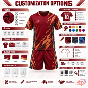 Conjunto de Uniforme de Fútbol para Academia de Fútbol Juvenil, Jersey Pixel Flame y Pantalones Cortos, Sublimado Personalizado, Secado Rápido, Cuello en V, Cintura Elástica - Product Image 6