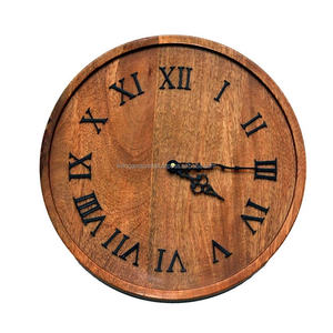 Nouvelle Arrivée 2026 Grande Horloge Murale en Bois 12-24 Pouces Silencieuse Sans Tic-Tac Design Bois & Métal Décoration Maison Vente en Gros - Product Image 1
