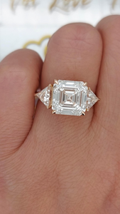 แหวนหมั้นเพชรทรง Asscher 5 กะรัต ทองคำแท้ 14K 10K สำหรับผู้หญิง เพชรเพาะเลี้ยงในห้องปฏิบัติการ รับรองโดย IGI เครื่องประดับสไตล์คลาสสิก - Product Image 6