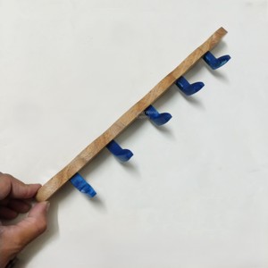 Handmade Wooden Wall Hook Rack with Blue Resin Hooks Decorative <b>Key</b> Holder Coat Rack Entryway Organizer <b>hanger</b> - Product Image 6
