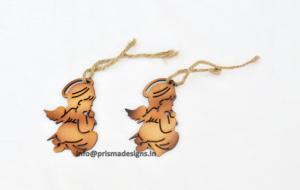 Ornements d'Ange en Bois Rouge Découpés au Laser en Gros, Décorations de Silhouettes à Suspendre pour Arbre de Noël, Ornements Suspendus en Bois Faits à la Main - Product Image 5