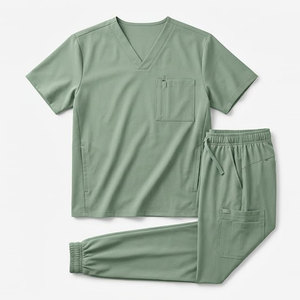 Professional Women <b>Scrub</b> <b>Suit</b> Medical Workwear Set Stylish Design Elastic Waist Soft Knitted Lightweight Long Lasting - Product Image 1