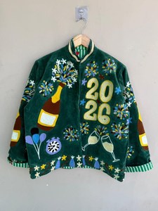 Chaqueta de terciopelo verde audaz y hermosa para despedida de soltera, estilo bohemio hippie, abrigo de diseño único bordado, prenda exterior unisex - Product Image 3