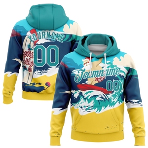 Sudadera Deportiva con Diseño Tropical Navideño en 3D, Color Azul Marino y Dorado, Personalizada y Cosida, Venta Directa de Fábrica - Product Image 1