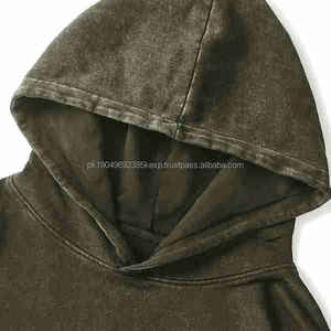 Sweat à capuche surdimensionné pour hommes de haute qualité 350g Vintage Wash Wax Dyed Grandes boucles Sweats à capuche en coton lourd - Product Image 3