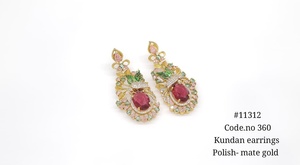Kundan <b>Dangle</b> <b>Earrings</b> Polished Mate <b>Gold</b> Tone Green Oval <b>earrings</b> Gemstone Drop <b>Earrings</b> Jewelry for Wedding Party - Product Image 3