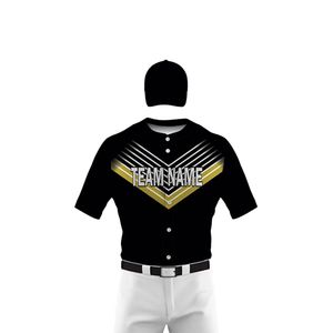 Uniforme de baseball pour hommes noir et jaune, maillot à manches courtes avec pantalon blanc assorti, tenue d'équipe sportive, vêtements de jeu athlétique - Product Image 5