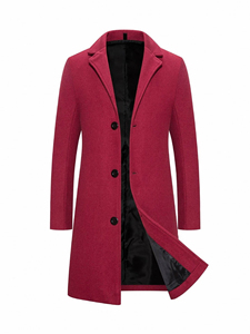 Plus Size <b>Men's</b> Blue Wool Overcoat Long Turn Down Collar Single <b>Breasted</b> Thick Winter <b>Coat</b> - Product Image 5