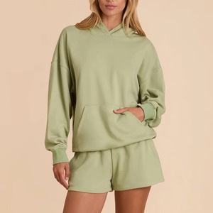 New Arrivals Customized Trendy Clothes <b>Spring</b> Women Hoodie Short Sets Top Shorts Two Piece Set <b>Sale</b> Price Breathable Custom - Product Image 6