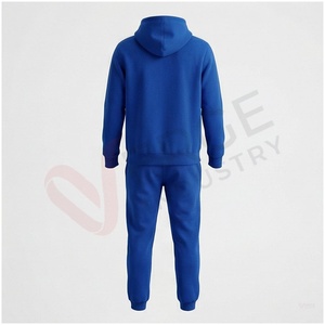 Ensemble de survêtement bleu à capuche pour homme, manches longues, couleur unie, respirant, coupe décontractée, pour l'automne, avec cordon de serrage - Product Image 2