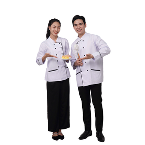 Vestes de chef unisexes en polyester de haute qualité avec impression sérigraphique, uniformes de restaurant durables, vêtements de travail de cuisine - Product Image 2