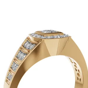 Anillo de Diamantes Halo con Barras Paralelas para Hombre, con Diamantes de Corte Redondo y Princesa, 39 Piezas de Diamantes - Product Image 5