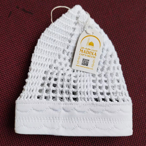 Bonnets Kufi en coton blanc tricotés à la main pour hommes, style musulman, pour usage quotidien, extérieur, décontracté, écologique, ajustables, toutes saisons - Product Image 1