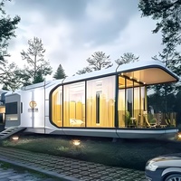 Casa Cápsula Espacial de Acero Moderna y Comercial de 18/28/38 Metros Cuadrados, Venta Directa de Fábrica para Supermercados, Gimnasios y Turismo