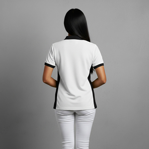 Polo personnalisé 2 couleurs pour femme, tissu confortable, logo brodé sur mesure, streetwear confortable, polo pour femme. - Product Image 2