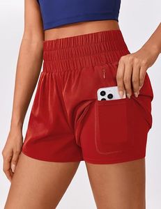 Shorts deportivos de cintura alta 2 en 1, shorts para correr de secado rápido, shorts deportivos para mujer con forro. - Product Image 1