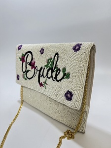 Pochette de soirée de luxe faite à la main, bleue et blanche, brodée de citrons, pour femme, sac élégant - Product Image 6