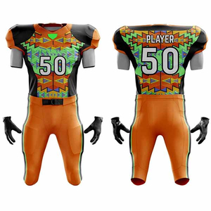 Meilleurs ensembles d'uniformes de football américain de haute qualité, logo personnalisé entièrement imprimé, sublimation complète, manches courtes, 100% polyester - Product Image 1