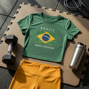 Camiseta corta de punto elástico con bandera nacional personalizada para mujer, suave, antipilling, estilo Y2K - Product Image 6