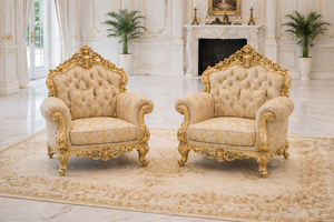 ชุดโซฟาหรูหรา 8 ที่นั่ง รุ่นริชลุค ทำจากไม้สัก ตกแต่งด้วยสีทอง เหมาะสำหรับห้องรับแขก คุณภาพสูง นำเข้าจากออสเตรเลีย - Product Image 3