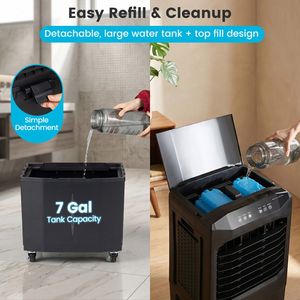 1800 CFM Evaporative <b>Portable</b> Air Cooler 7 Gal Detachable Water Tank ROHS Certified for Household Use AU/EU Plug <b>AC</b> Power Source - Product Image 2