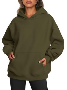 Sudadera con capucha extragrande personalizada para mujer, de forro polar liso, estilo casual urbano, holgada, al por mayor, OEM, en blanco - Product Image 1