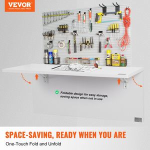 47.24 "x 19.69" support de fer de bureau blanc pliable mural flottant bureau d'ordinateur pour la maison bureau à manger bar petits espaces - Product Image 2