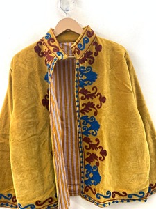 Veste en velours brodée bohème à manches longues, col mandarin, motif floral, grande taille, vêtements d'automne pour femmes - Product Image 4