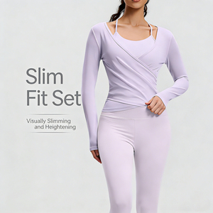 Conjunto de Yoga Ajustado para Mujer, 2 Piezas, Sin Mangas, Leggings de Cintura Alta, Transpirable, Spandex/Nylon, Ropa Deportiva, Tirantes Cruzados, Cuello Redondo - Product Image 1