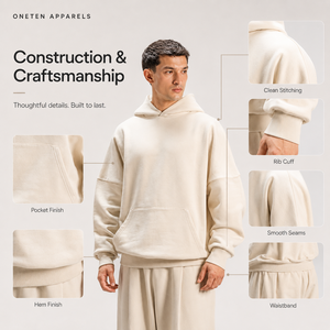 ONETEN APPARELS Conjunto de Sudadera con Capucha Oversize para Hombre, Color Sólido, Ajuste Holgado, Chándal Casual con Bolsillos Laterales y Pantalones de Pierna Ancha - Product Image 6