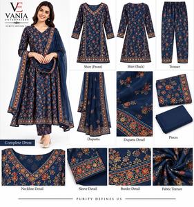 Conjunto de Salwar Kameez para Mujer, Estampado Floral, Cuello en V, Traje de Algodón Puro con Dupatta, Ropa Casual para Bodas - Product Image 4