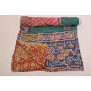 Indian Printed Cotton Kantha <b>Quilt</b> Vintage <b>Handmade</b> Reversible Gudri Bedcover for Bed Sofa Couch - Product Image 3