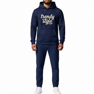 <b>Men</b> Winter Hooded Solid Premium Embroidery Tracksuit Custom Embroidered 100% Cotton Lightweight Fashion Outfit Stylish - Product Image 1