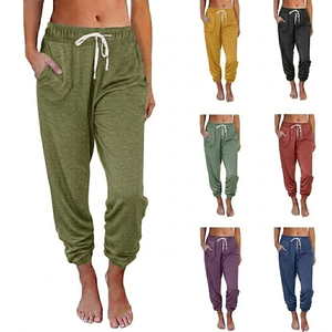 กางเกงวอร์มขายาวทรงหลวมเอวสูงสำหรับผู้หญิง สวมใส่สบาย มีเชือกผูก เหมาะสำหรับพักผ่อน ผลิตจากผ้าฟลีซเนื้อนุ่ม กางเกงกีฬา ขายส่ง - Product Image 4
