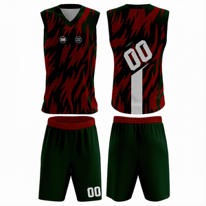 ชุดเสื้อและกางเกงบาสเก็ตบอลตามสั่ง ผู้ผลิต OEM ชุดทีมแบบกำหนดเอง โพลีเอสเตอร์ 100% ระบายอากาศได้ดี น้ำหนักเบา แห้งเร็ว ผ้าตาข่าย - Product Image 1