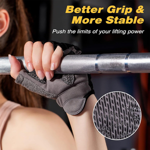 Padded Palm Protection Half Finger Lightweight Fitness <b>Gloves</b> for <b>Weight</b> Lifting Sports <b>Training</b> Gym with Adjustable Wrist Wraps - Product Image 3