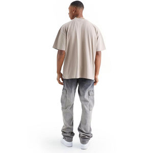 Camiseta de hombre de corte holgado del fabricante, 100% algodón, antiarrugas, cuello redondo, costuras en contraste, talla grande, servicio OEM, personalizada, de tejido peinado. - Product Image 2