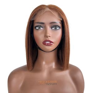 Perruques en dentelle suisse 4x4 5x5, cheveux vierges vietnamiens 100%, perruques courtes, cuticule intacte, couleur brune, 10 pouces, 200g, prix de gros - Product Image 3