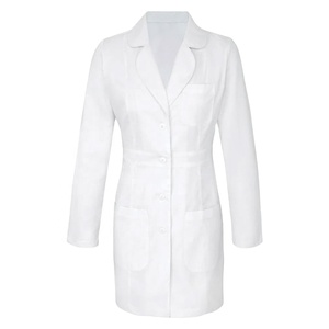 Blouse de laboratoire médical blanc et bleu, anti-poussière, pour médicaments, résistant à l'acide, 100% coton - Product Image 1