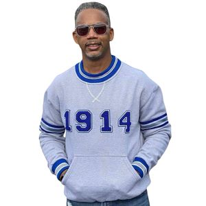 Sudadera de Fraternidad Griega Phi Beta Sigma Gris 1914 para Hombre, Cuello Redondo, Tejido Premium, Ajuste Cómodo, Ropa Casual - Product Image 1