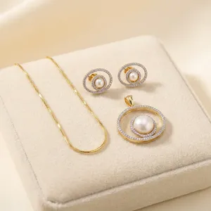 AAA Gold Plated Zircon Trendy Pendant Necklace <b>Set</b> <b>Indian</b> Wedding Bridal Engagement Anniversary <b>Jewelry</b> ODM - Product Image 1