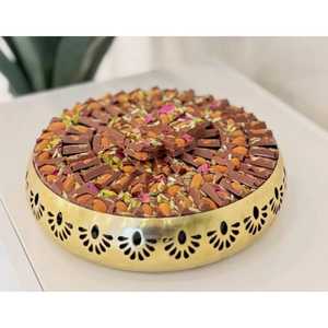 Bandeja de Servir de Lujo con Diseño de Rayos de Sol en Dorado, Bandeja de Metal Cortada con Láser para Frutas y Chocolates, Centro de Mesa Elegante para Decoración del Hogar - Product Image 1