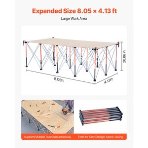 Banc de travail pour le travail du bois 8,05 x 4,13 pieds, banc de travail pliable, capacité de charge de 6000 lb, pas d'assemblage, support de travail portable et pliable - Product Image 5