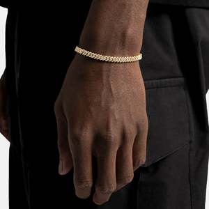 Bracelet gourmette de luxe en moissanite sertie, en argent sterling 925 plaqué or jaune, couleur D VVS, bijoux hip-hop - Product Image 1