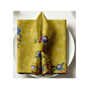 Ensemble de luxe de 2 serviettes en coton à bordure en dentelle papillon aquarelle 45x45cm 170 GSM pour dîner de mariage romantique et vente en gros - Product Image 3