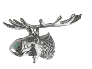 Estatua de metal para colgar en la pared con cabeza de alce para decoración interior, tamaño 8 pulgadas, arte mural compacto de animales, decoración moderna de pared metálica. - Product Image 2