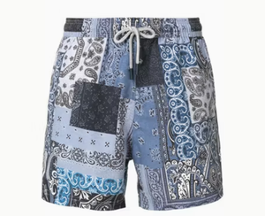 Men s Blue Printed <b>Board</b> Shorts With Drawstring Waist Quick Dry Casual Swimwear Short Length Mid Rise - Product Image 2