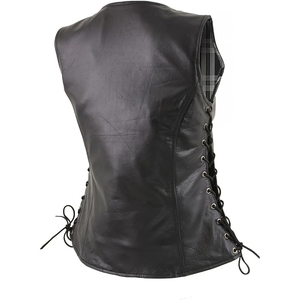 Chaleco de Motociclista de Cuero Premium Negro para Mujer Samroz Sports con Cierre de Botones a Presión - Product Image 3